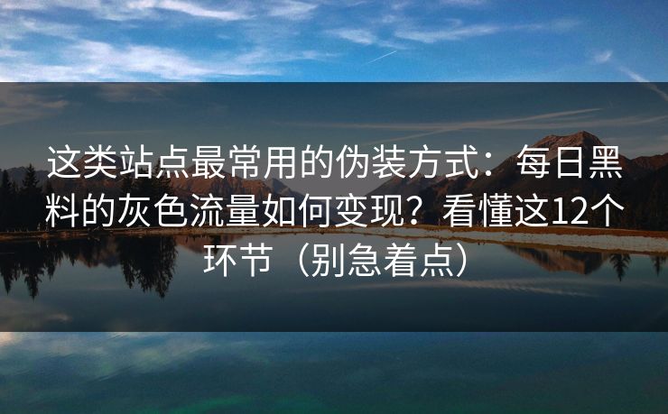 这类站点最常用的伪装方式：每日黑料的灰色流量如何变现？看懂这12个环节（别急着点）