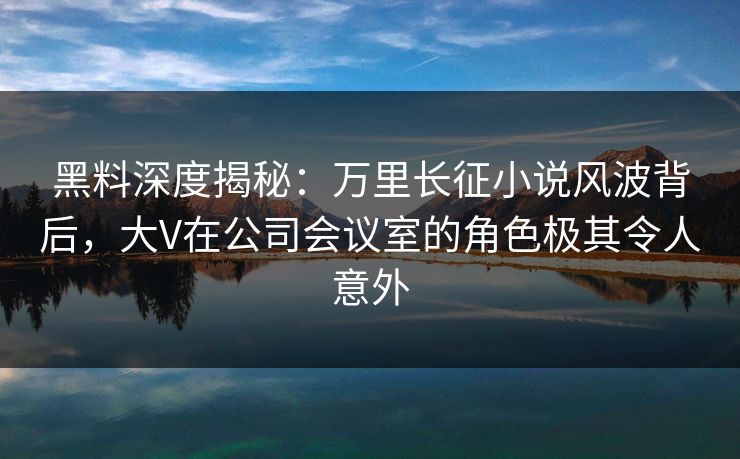 黑料深度揭秘：万里长征小说风波背后，大V在公司会议室的角色极其令人意外