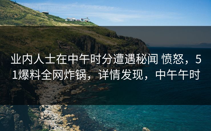 业内人士在中午时分遭遇秘闻 愤怒，51爆料全网炸锅，详情发现，中午午时