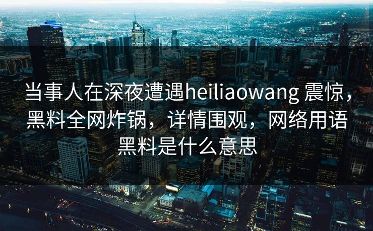 当事人在深夜遭遇heiliaowang 震惊，黑料全网炸锅，详情围观，网络用语黑料是什么意思
