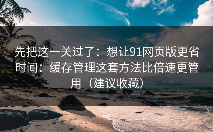 先把这一关过了：想让91网页版更省时间：缓存管理这套方法比倍速更管用（建议收藏）