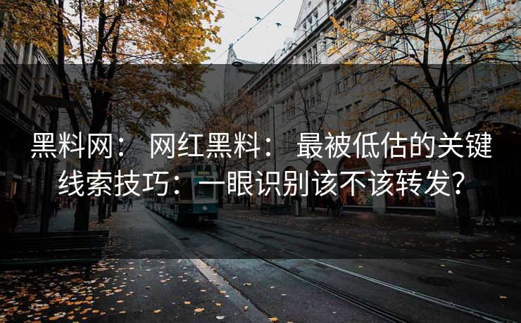 黑料网： 网红黑料： 最被低估的关键线索技巧：一眼识别该不该转发？